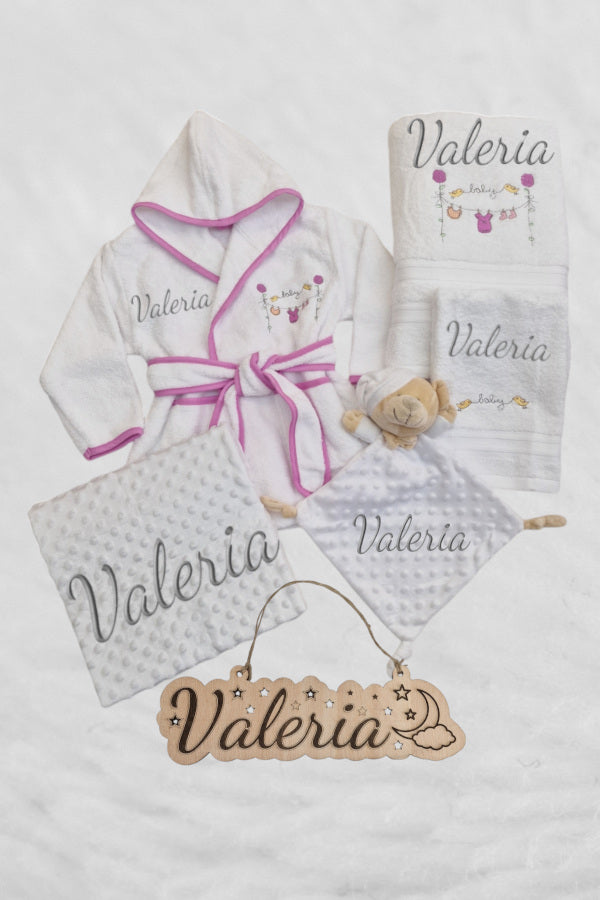 Canastilla bebé personalizada Baby malva