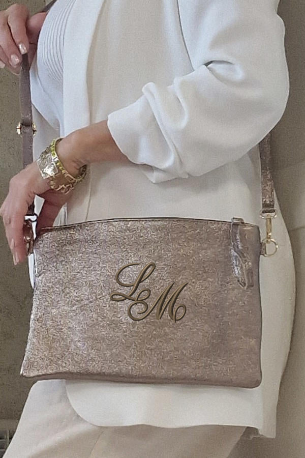 Bolso bandolera fiesta personalizado topo dorado