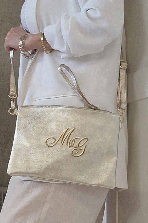 Bolso bandolera fiesta personalizado color champán