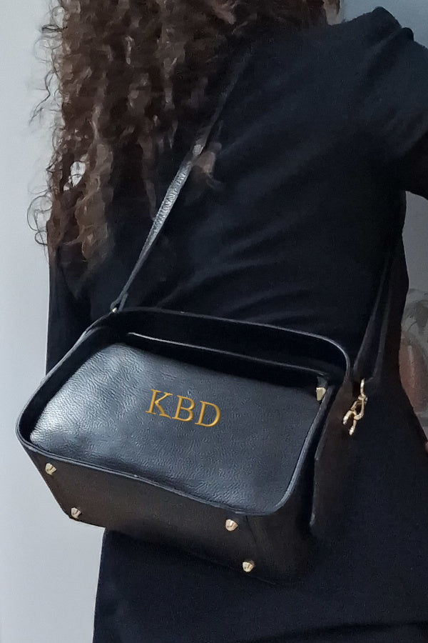 Bolso de piel negro personalizado elegante