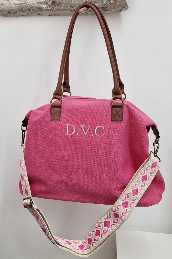 Bolso fucsia loneta bordado