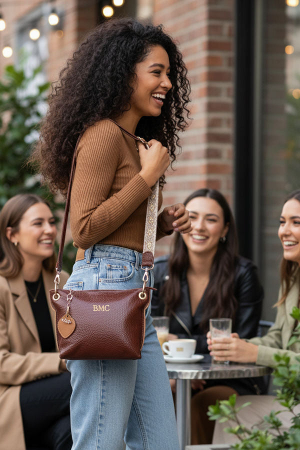 bolso marron mini personalizado