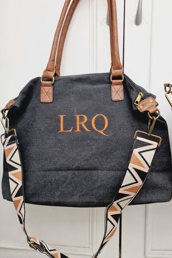 Bolso negro de loneta personalizado