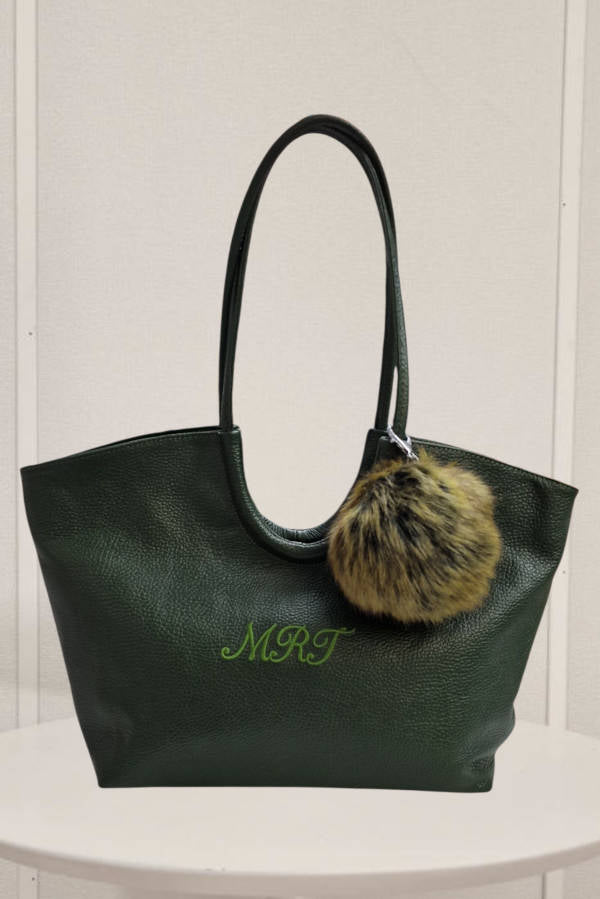Bolso tote de piel personalizado verde