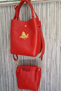 Bolso bombonera de piel roja personalizada