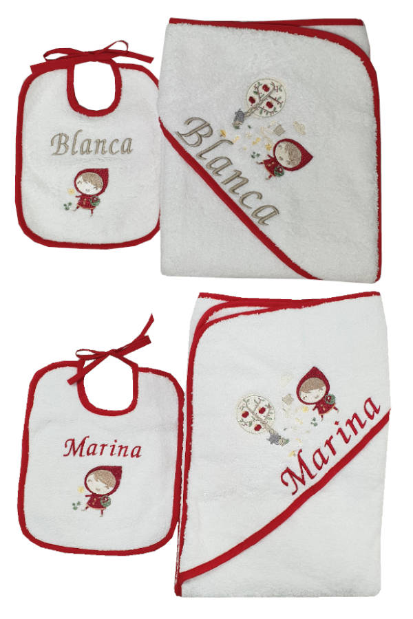 Capa de baño y babero bordado Fairy