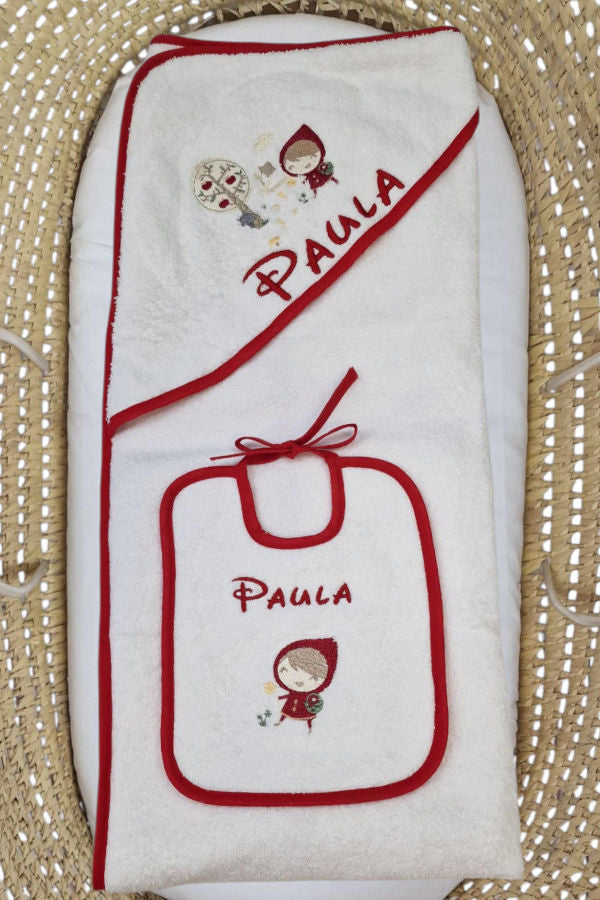 Capa de baño y babero bordado Fairy