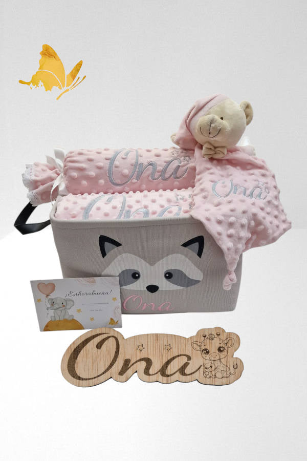 Canastilla Mapache personalizada gris