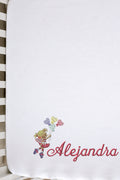 Sábana bajera ajustable bordada con hada y nombre personalizado, algodón, para guardería y colegio