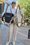 Shopper de loneta bordado con asa étnica