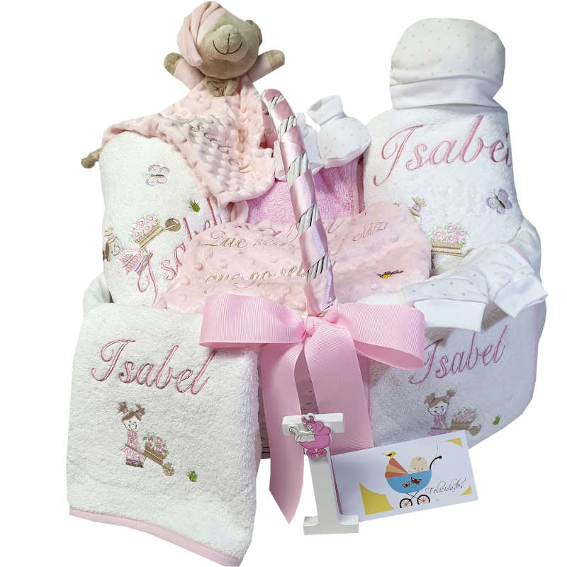 canastilla bebe personalizada rosa bordada 1 -